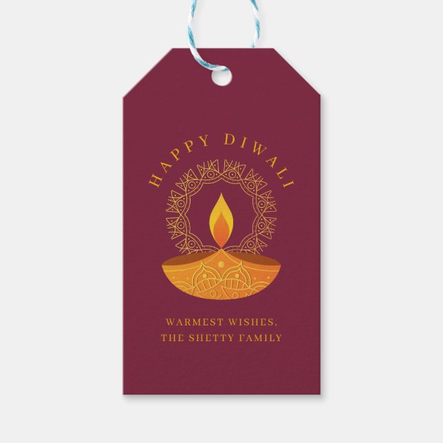 Étiquettes-cadeau Bonne fête Diwali Diya (Devant)