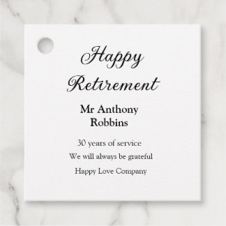 Étiquettes Cadeau Bonne retraite ajouter le nom années de service à