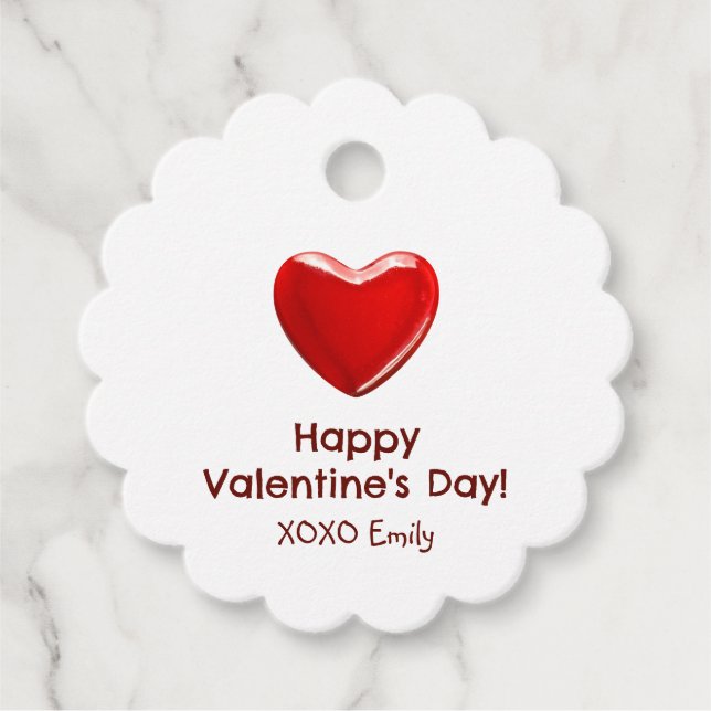 Étiquettes Cadeau Bonne Saint Valentin avec bonbons de coeur rouge (Devant)