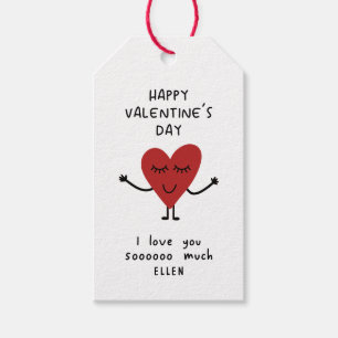 Étiquettes-cadeau Bonne Saint-Valentin avec un joli coeur de dessin 