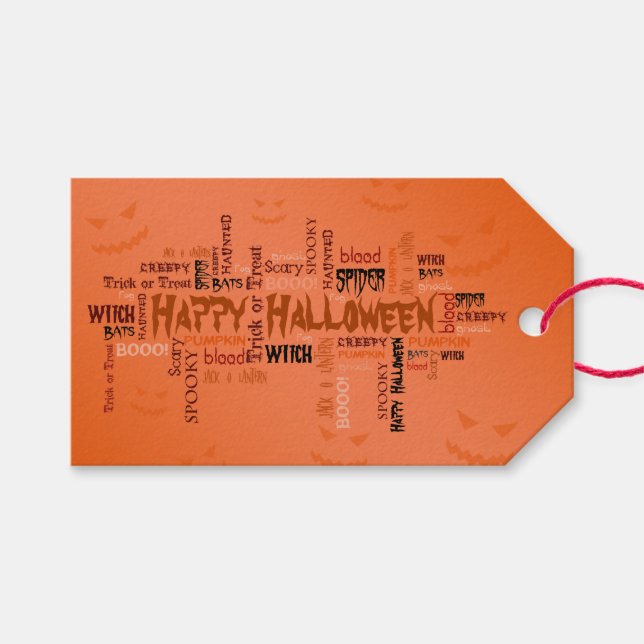 Étiquettes-cadeau Bonne typographie d'Halloween (Devant (Horizontal))