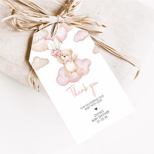 Étiquettes-cadeau Bonnet rose Bear Baby shower Favoriser Tags