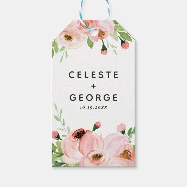 Étiquettes-cadeau Bonté de mariage rose rose (Devant)