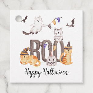 Étiquettes Cadeau Boo Cute Cats Happy Halloween Ghosts Kid's Party