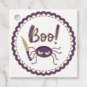 Étiquettes Cadeau Boo drôle Halloween personnage d'araignée main