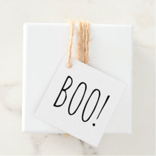 Étiquettes Cadeau Boo ! Fête d'Halloween. Noir et blanc simple migno