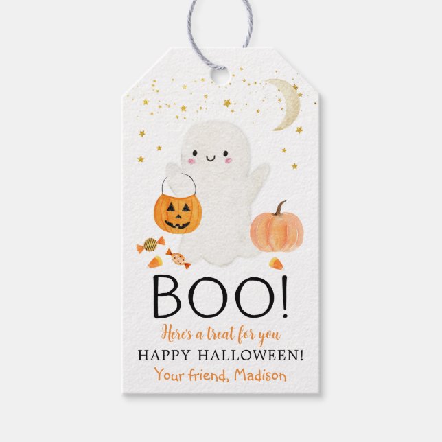 Étiquettes-cadeau BOO Ghost Halloween Favween Treat (Devant)