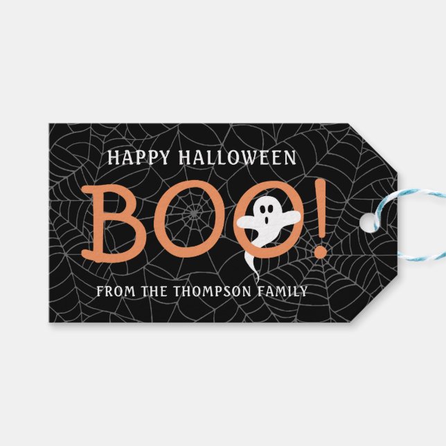 Étiquettes-cadeau BOO ! Ghost Halloween Spiderwebs Fête Favoriser (Devant (Horizontal))