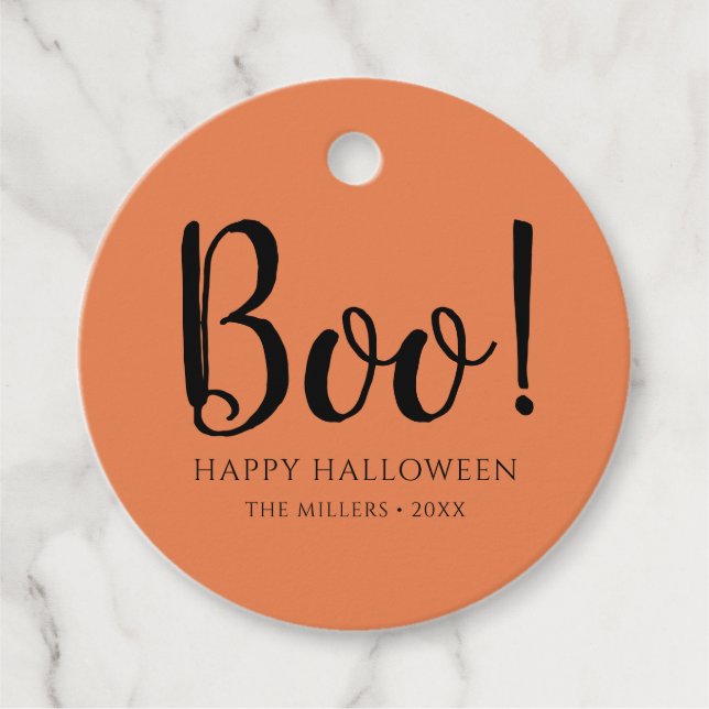 Étiquettes Cadeau Boo Halloween Cute Orange (Devant)