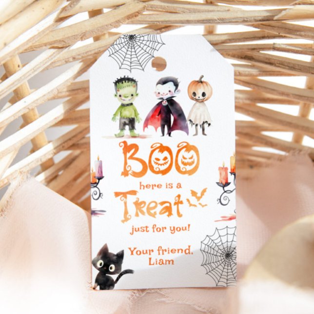 Étiquettes-cadeau Boo voici un régal pour vous fête d'Halloween (Créateur téléchargé)