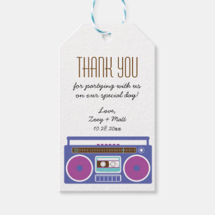 Étiquettes-cadeau Boombox Indie Mixtape Mariage Violet Indigo