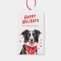 Bordure Collie Coeur rouge Bandana Noël