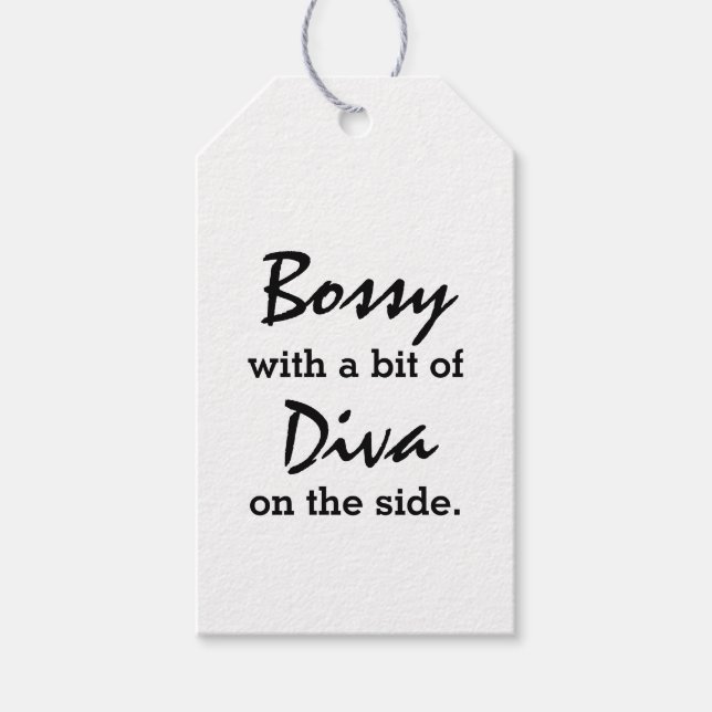 Étiquettes-cadeau Bossy avec un peu de Diva (Devant)