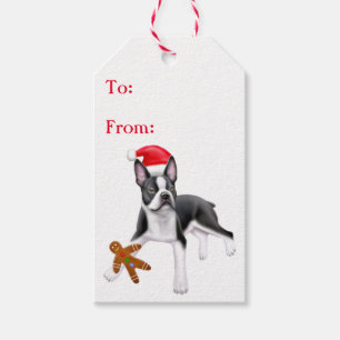 Étiquettes-cadeau Boston Terrier avec Cookie Christmas Cadeaux Tags