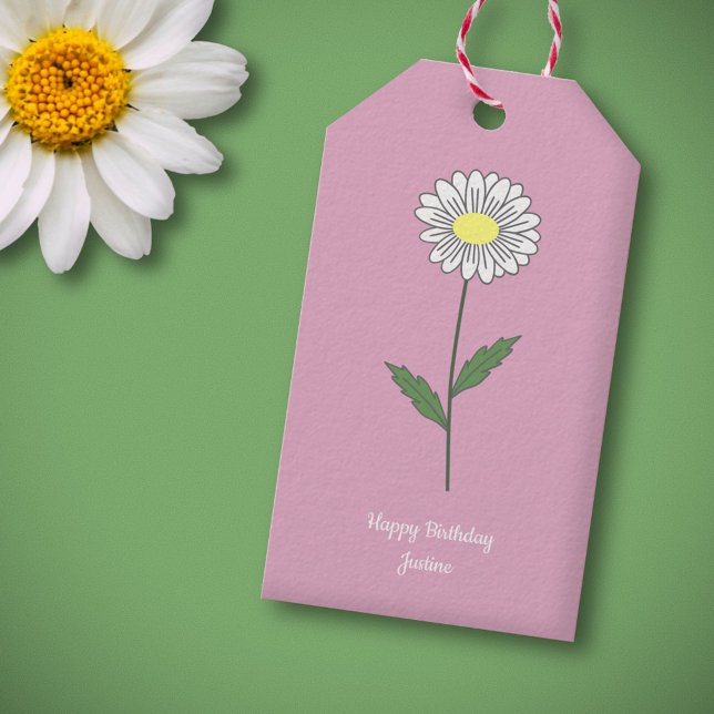 Étiquettes-cadeau Botanique Daisy Pastel Fleur rose (Daisy Flower Pink Gift Tag)