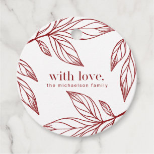 Étiquettes Cadeau Botanique d'hiver avec amour et nom Holiday Red