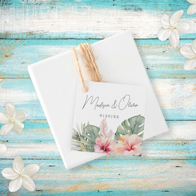 Étiquettes Cadeau Botaniques tropicales Aquarelle Cadeau Mariage + (Créateur téléchargé)
