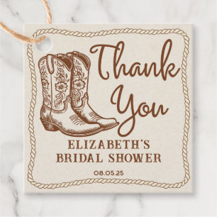 Étiquettes Cadeau Bottes de cowgirl occidentales rustiques dessinées