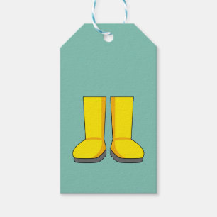 Étiquettes-cadeau Bottes de pluie jaunes en caoutchouc