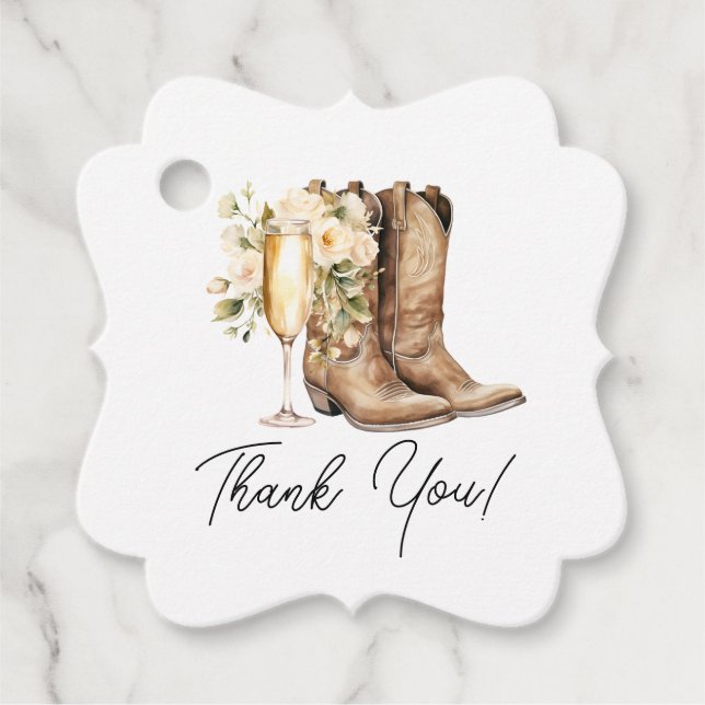 Étiquettes Cadeau Bottes élégantes et Fête des mariées Bubbly (Devant)