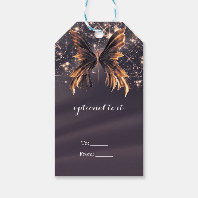 Étiquettes-cadeau Bouche en or Imaginaire papillon (Devant)