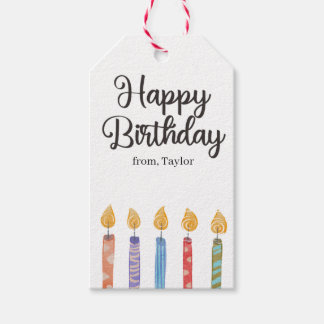 Étiquettes-cadeau Bougies d'anniversaire colorées et joyeuses