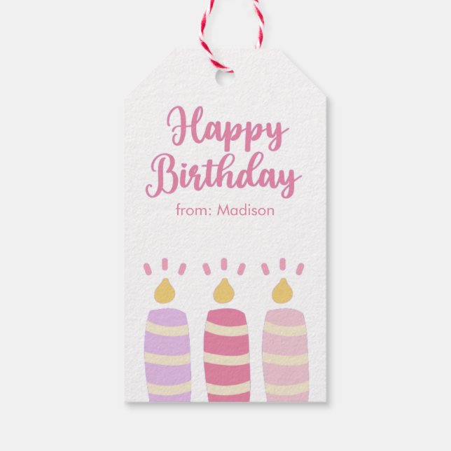 Étiquettes-cadeau Bougies lumineuses personnalisées Joyeux anniversa (Dos)