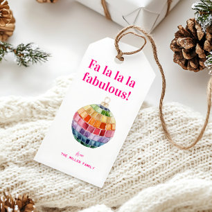 Étiquettes-cadeau Boule disco Noël Kitsch Fa La La La Fabuleux