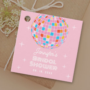 Étiquettes Cadeau Boule disco rose rétro Mariage thème 70s 80s