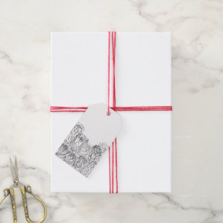 Étiquettes-cadeau Bouquet de croquis de protéa noir et blanc