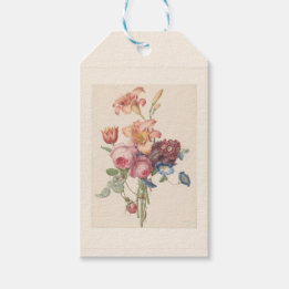 Étiquettes-cadeau Bouquet de fleurs aquarellées de l'art néerlandais