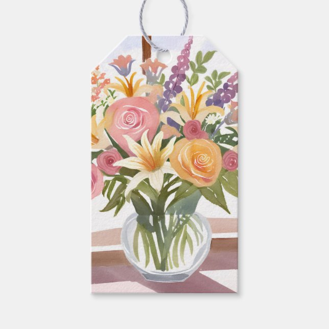 Étiquettes-cadeau Bouquet de fleurs de printemps | Jolie carte flora (Devant)