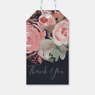 Étiquettes-cadeau Bouquet de fleurs rose pêche corail tendre et auda