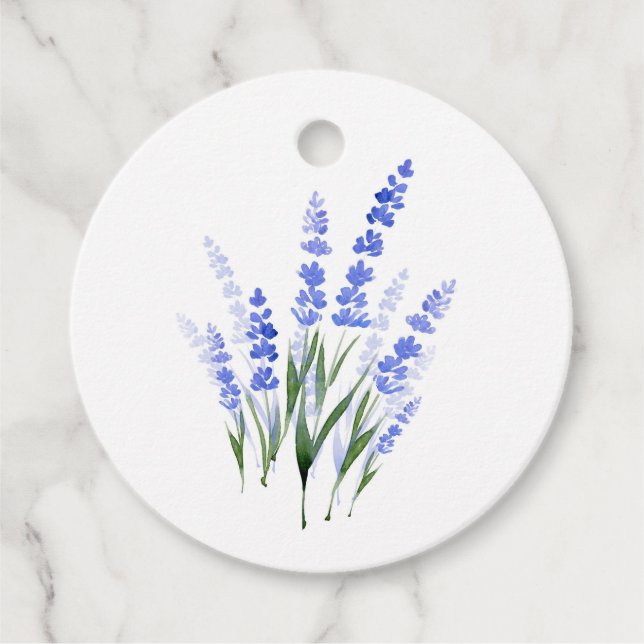 Étiquettes Cadeau Bouquet de lavande d'aquarelle (Devant)