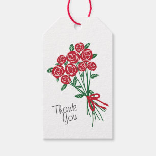 Étiquettes-cadeau Bouquet de Merci des Roses Rouges
