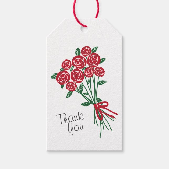 Étiquettes-cadeau Bouquet de Merci des Roses Rouges (Devant)