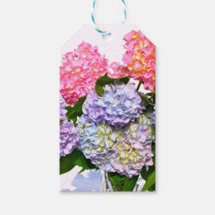 Étiquettes-cadeau Bouquet d'hortensia bleu rose violet élégant