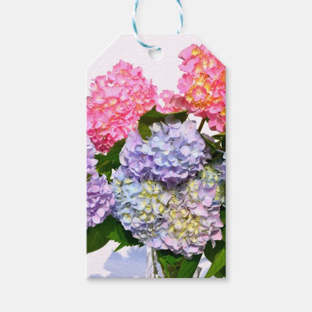 Étiquettes-cadeau Bouquet d'hortensia bleu rose violet élégant (Devant)