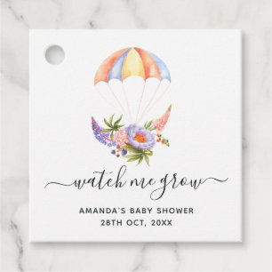 Étiquettes Cadeau Bouquet floral Baby shower parachute Merci