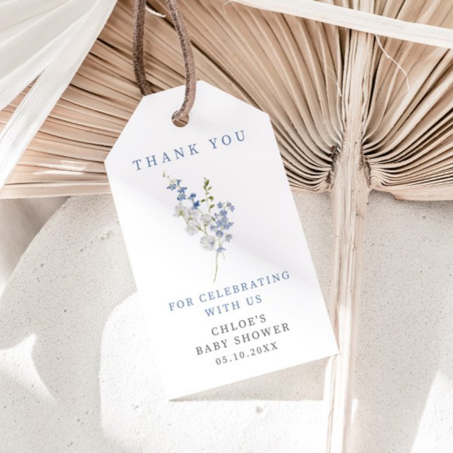 Étiquettes-cadeau Bouquet floral délicat bleu doux (Créateur téléchargé)