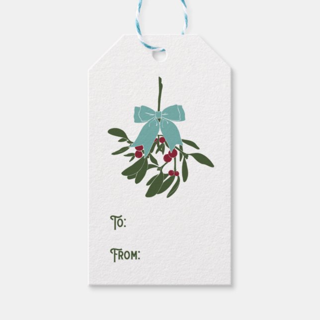 Étiquettes-cadeau Bouquet Mistletoe en rouge et vert (Devant)