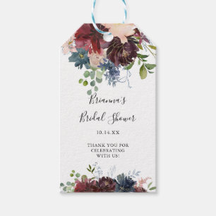 Étiquettes-cadeau Bourgogne Fête des mariées de verdure florale