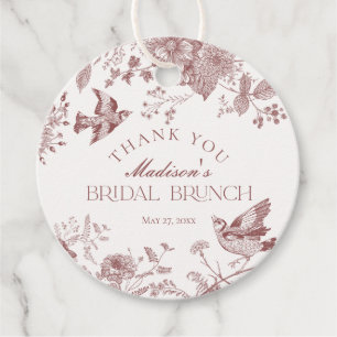 Étiquettes Cadeau Bourgogne Toile de Jouy Vintage Floral Mariage Pet