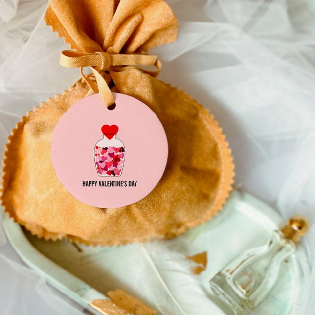 Étiquettes Cadeau Bouteille de Coeurs Heureuse Sainte-Valentin Love  (Créateur téléchargé)