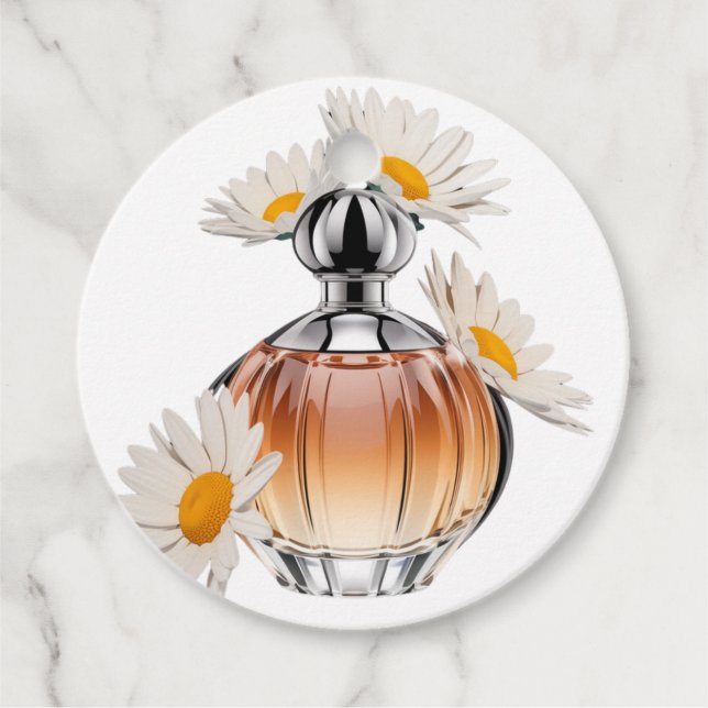 Étiquettes Cadeau Bouteille de parfum de marguerite (Devant)