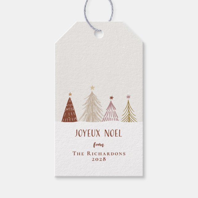 Étiquettes-cadeau Bouteille de vin festive de Noël personnalisée (Devant)