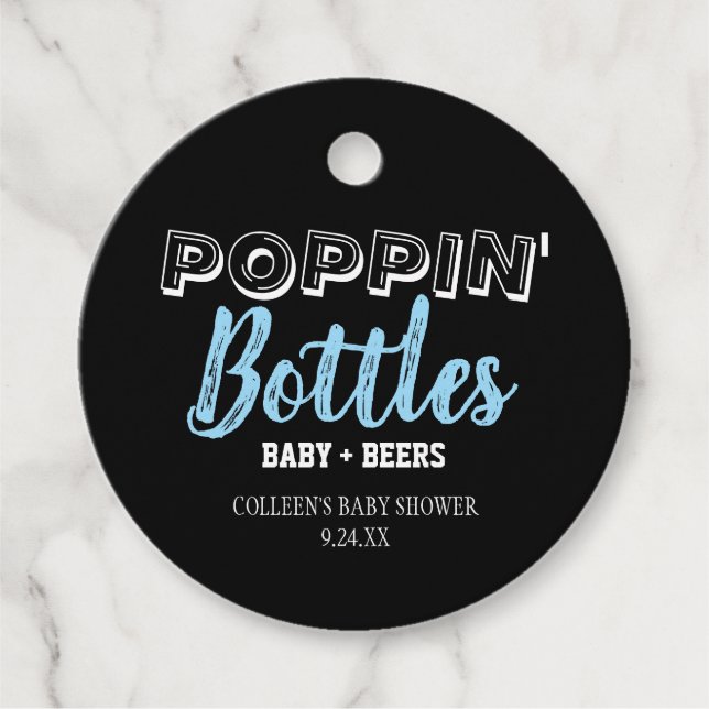 Étiquettes Cadeau Bouteilles Poppin Boy Baby shower Favoriser les ét (Devant)