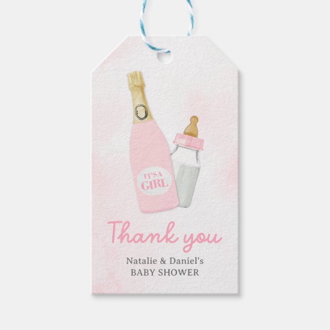 Étiquettes-cadeau Bouteilles Poppin' Girl Baby shower Favoriser les  (Devant)