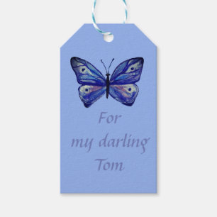 Étiquettes-cadeau Bouton bleu Tags Cadeaux personnalisés