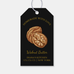 Étiquettes-cadeau Bouton en noyer maison simple Hang Tag l Noir